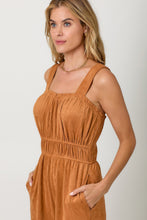 Load image into Gallery viewer, Mystree Suede Wide Leg Jumpsuit in Pumpkin