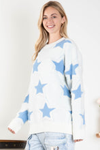 Load image into Gallery viewer, BlueVelvet Star Print Knit Sweater in White-Blue