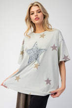 Load image into Gallery viewer, Easel OVERSIZED Star Patched and Print Top in Pale Sage
