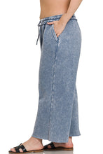 Load image into Gallery viewer, Acid Washed Palazzo Pants in Dusty Blue