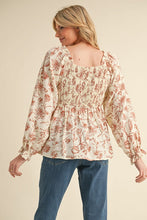 Load image into Gallery viewer, Jodifl Floral Print Baby Doll Top with Bow Ties in Toffee