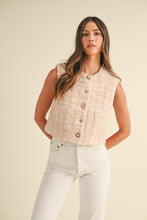 Load image into Gallery viewer, MABLE Tweed Vest with Unique Mixed Buttons in Blush