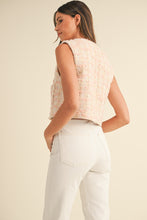 Load image into Gallery viewer, MABLE Tweed Vest with Unique Mixed Buttons in Blush