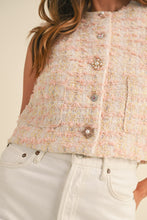 Load image into Gallery viewer, MABLE Tweed Vest with Unique Mixed Buttons in Blush