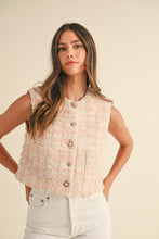 Load image into Gallery viewer, MABLE Tweed Vest with Unique Mixed Buttons in Blush