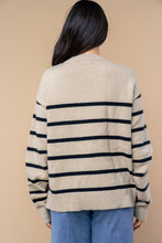 Load image into Gallery viewer, White Birch Contrasting Colors Knit Striped Sweater in Oatmeal Black