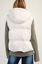 Load image into Gallery viewer, Easel Shiny Faux Leather Cropped Length Puffer Vest in Cream