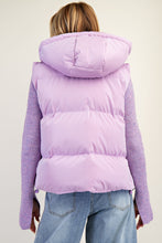 Load image into Gallery viewer, Easel Shiny Faux Leather Cropped Length Puffer Vest in Lavender