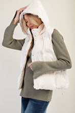 Load image into Gallery viewer, Easel Shiny Faux Leather Cropped Length Puffer Vest in Cream