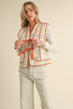 Load image into Gallery viewer, &merci Quilted Patchwork Vest with Contrasting Binding in Caramel Sepia Multi