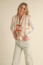 Load image into Gallery viewer, &merci Quilted Patchwork Vest with Contrasting Binding in Caramel Sepia Multi
