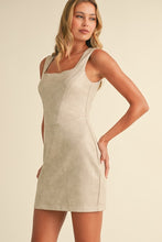 Load image into Gallery viewer, Klesis Faux Leather Mini Dress in Ecru