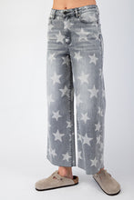 Load image into Gallery viewer, Easel Denim Star Printed Cropped Jeans in Black Denim