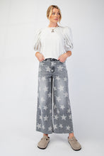 Load image into Gallery viewer, Easel Denim Star Printed Cropped Jeans in Black Denim