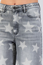 Load image into Gallery viewer, Easel Denim Star Printed Cropped Jeans in Black Denim