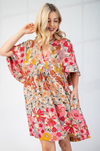 Load image into Gallery viewer, GiGio Multi Colored Floral Print Dress in Rose Pink