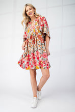 Load image into Gallery viewer, GiGio Multi Colored Floral Print Dress in Rose Pink