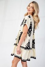Load image into Gallery viewer, GiGio Bold Print Mini Dress in Cream