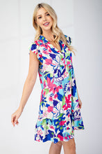 Load image into Gallery viewer, GiGio Floral Print Tiered Mini Dress in Blue