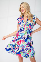 Load image into Gallery viewer, GiGio Floral Print Tiered Mini Dress in Blue