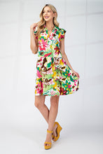 Load image into Gallery viewer, GiGio Floral Print Tiered Mini Dress in Green