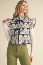 Load image into Gallery viewer, &merci Floral Print Quilted Puff Vest in Navy
