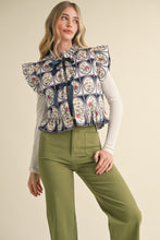 Load image into Gallery viewer, &merci Floral Print Quilted Puff Vest in Navy