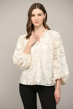 Load image into Gallery viewer, FATE Lurex Burnout Velvet Top in Ivory
