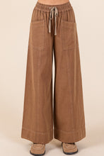 Load image into Gallery viewer, Mittoshop Mineral Washed Twill Wide Leg Pants in Cocoa