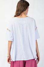 Load image into Gallery viewer, Easel OVERSIZED Flower Patch Mineral Washed Knit Top in Blue Mist
