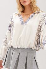 Load image into Gallery viewer, ILLA ILLA Slouchy Cotton Terry Printed Patched Top in Ecru Multi