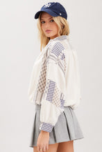 Load image into Gallery viewer, ILLA ILLA Slouchy Cotton Terry Printed Patched Top in Ecru Multi