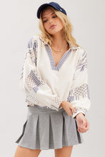 Load image into Gallery viewer, ILLA ILLA Slouchy Cotton Terry Printed Patched Top in Ecru Multi