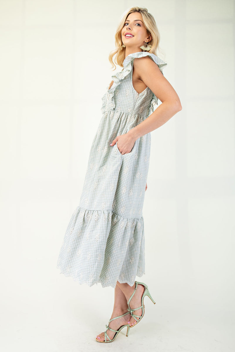 Junie Dress in Gingham Floral