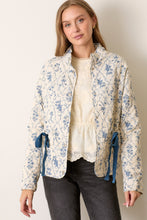 Load image into Gallery viewer, Polagram Floral Printed Padded Jacket in Cream Multi
