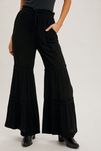 Load image into Gallery viewer, Bluivy Solid Color Tiered Palazzo Pants in Black