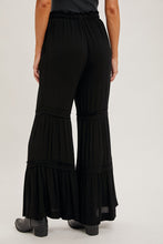 Load image into Gallery viewer, Bluivy Solid Color Tiered Palazzo Pants in Black