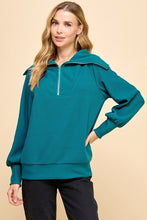 Load image into Gallery viewer, TCEC Textured Oversized Collared Pullover in Teal