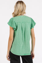 Load image into Gallery viewer, Mittoshop Mixed Media Solid Color Mineral Washed Top in Grass Green