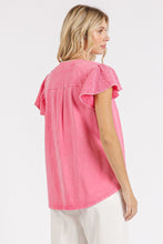 Load image into Gallery viewer, Mittoshop Mixed Media Solid Color Mineral Washed Top in Pink Bloom