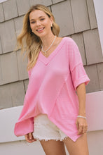 Load image into Gallery viewer, Oddi Solid Color Dotted Jacquard Knit Top in Pink