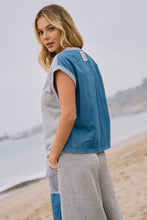 Load image into Gallery viewer, Oddi Mixed French Terry and Denim Muscle Tank Top in Heather Grey