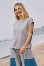 Load image into Gallery viewer, Oddi Mixed French Terry and Denim Muscle Tank Top in Heather Grey