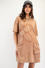 Load image into Gallery viewer, Easel Mineral Washed Daisy Patched T-Shirt Dress in Toast