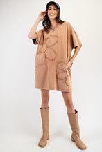 Load image into Gallery viewer, Easel Mineral Washed Daisy Patched T-Shirt Dress in Toast