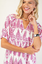 Load image into Gallery viewer, GiGio Printed Smocked Front and Back Top in Pink