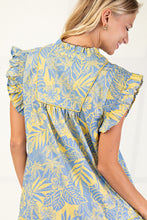 Load image into Gallery viewer, GiGio Tropical Floral Print Mini Dress in Blue