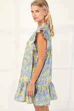 Load image into Gallery viewer, GiGio Tropical Floral Print Mini Dress in Blue