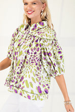 Load image into Gallery viewer, GiGio Leopard Print Button Down Top in Sage
