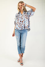 Load image into Gallery viewer, GiGio Leopard Print Button Down Top in Blue